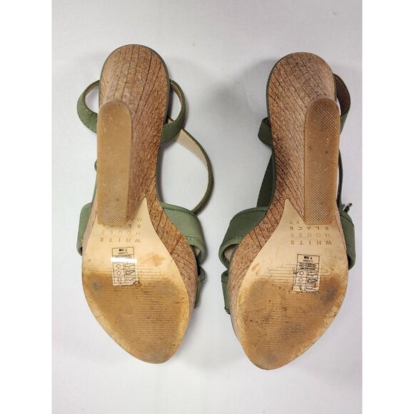 White House Black Market Women's Cork Wedge Sandal 7.5M Olive/ Military Green - Picture 7 of 9